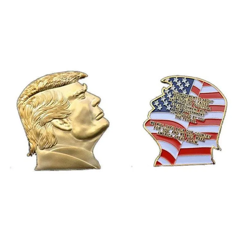 trump head medal crafts 24k gold plated 999 silver plated embossed badge new