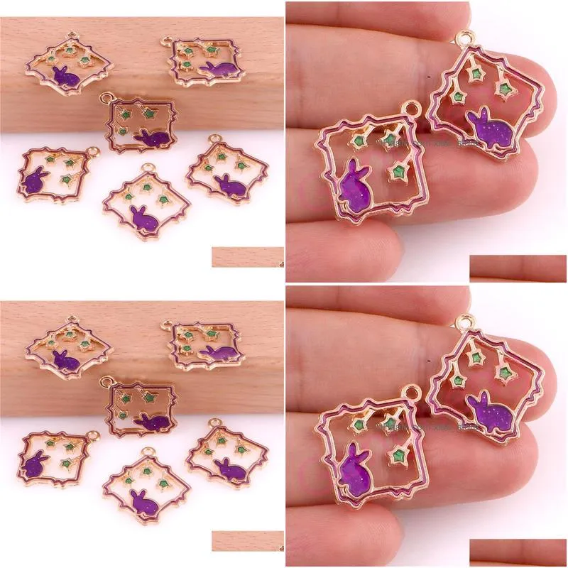 30pcs rabbit star 2124mm alloy enamel charms jewelry making drop oil pendant diy fit bracelet necklace fashion accessory1951261