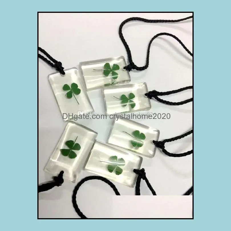 current price 12 pcs real four leaf clover lucid bottom dried pendant