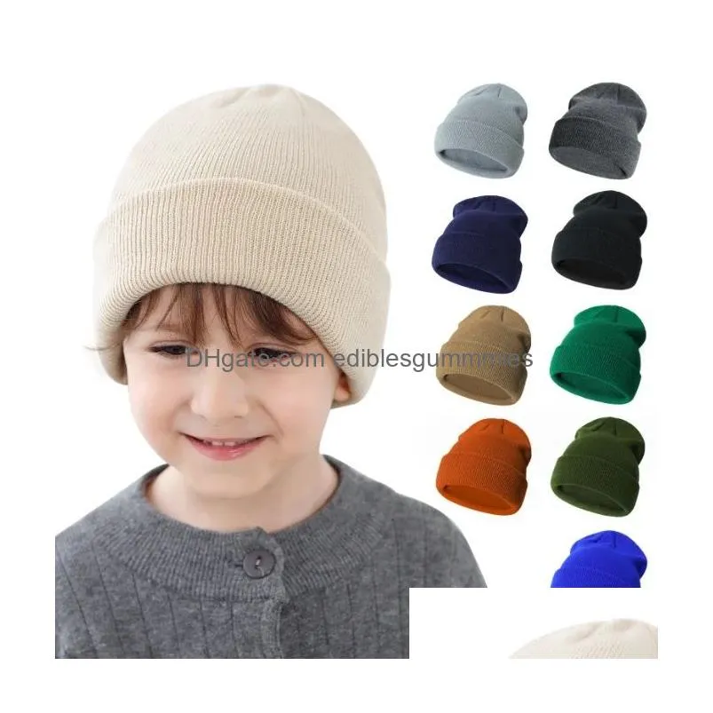 baby kids knitted hat winter beanie hat party supplies fashion skull cap diy blank white hat