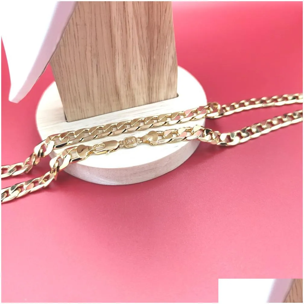 18 k real solid yellow gold filled fine cuban curb italian link chain necklace 20 mens women 10mm2959