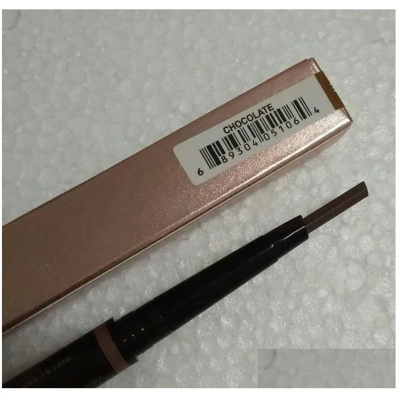 in stock! makeup double eyebrow pencil brow definer skinny crayon ebony/soft brown/dark brown / medium brown