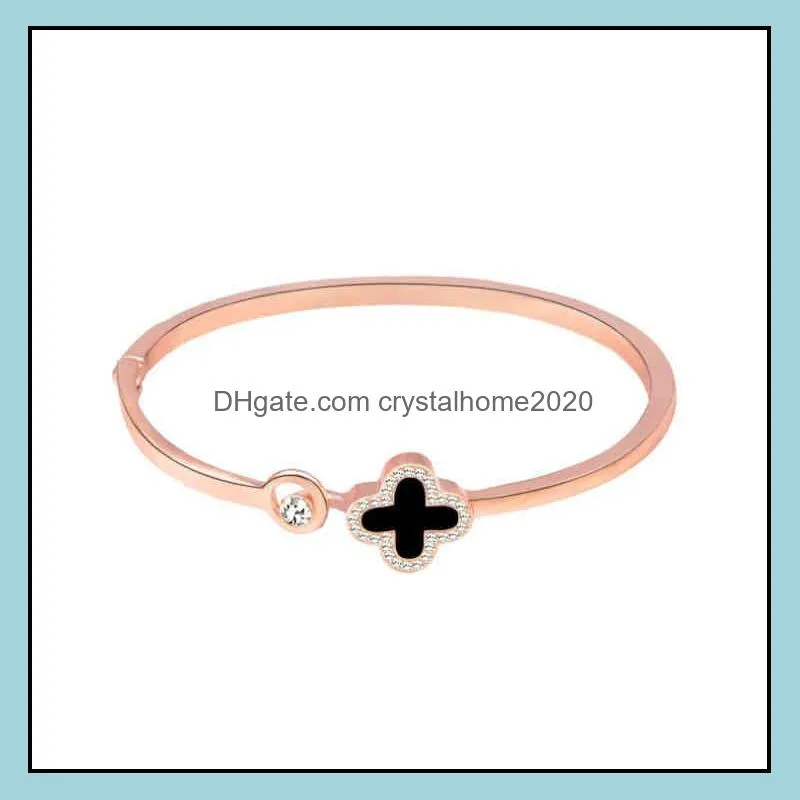 korean fashion lucky clover environmental protection rose gold bracelet versatile open bracelet