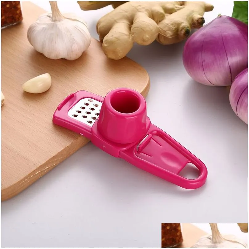 Fruit & Vegetable Tools Manual Push And Pl Garlic Press Household Stainless Steel Blender Squeeze Kitchen Drop Delivery Home Garden Ki Ottqp