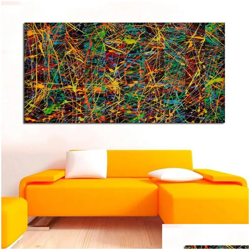 Paintings Large Size Wall Art Canvas Painting Abstract Poster Jackson Pollock Picture Hd Print For Living Room Study Decoration Drop D Dhn6Z