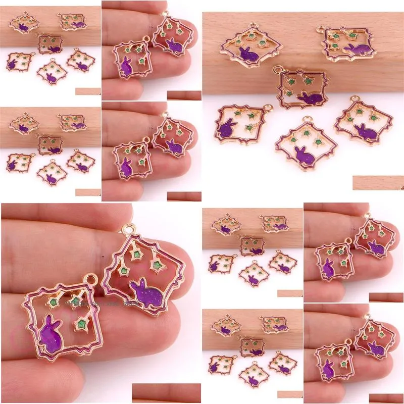 30pcs rabbit star 2124mm alloy enamel charms jewelry making drop oil pendant diy fit bracelet necklace fashion accessory1951261