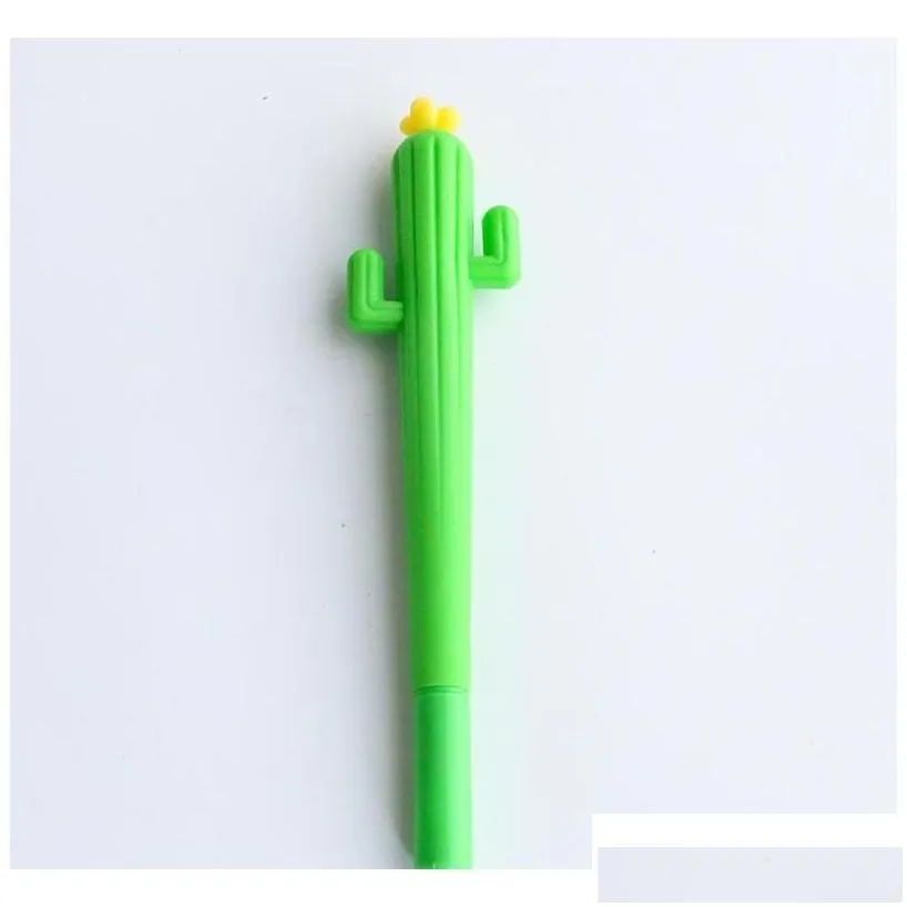 Ballpoint Pens Wholesale 1Pcs New Cute Creative Kawaii Cactus Gel Pen Succent Plants Stationery Kids Gift Sc Jlltud Drop Delivery Offi Otaqn