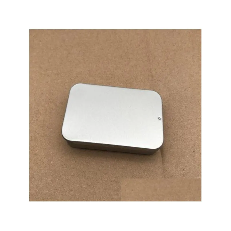 wholesale plain silver color slide top tin boxrectangle candy usb box case container whole2208706