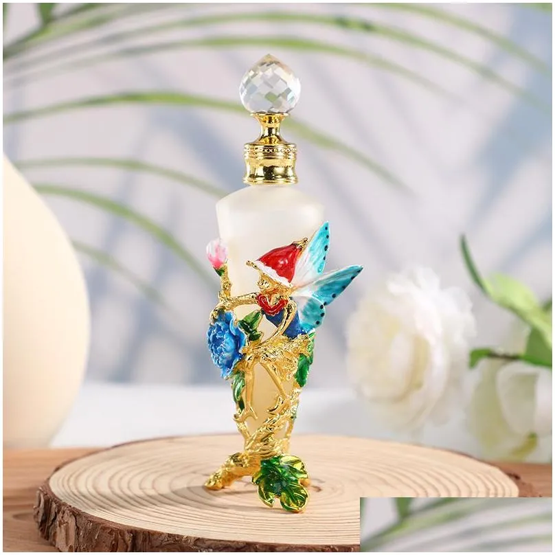 wholesale 60 x vintage classic peony fairy enamel color craft cone perfume  oil bottles empty 25ml dubai essence bottles