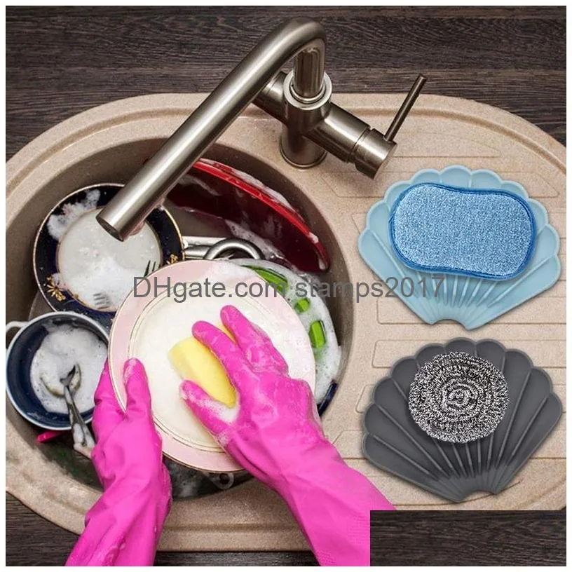 shell silicone soap dishes flexible anti-skidding soap holder plate leaking mouldproof bathroom kitchen soap tray
