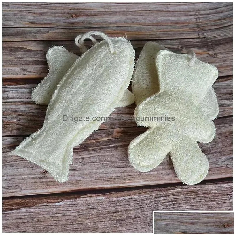 Bath Brushes, Sponges & Scrubbers Bath Brushes Sponges Scrubbers Cute Animal Fish Bear Star Heart Shaped Natural Loofah Sponge Rra Dro Dhmj0