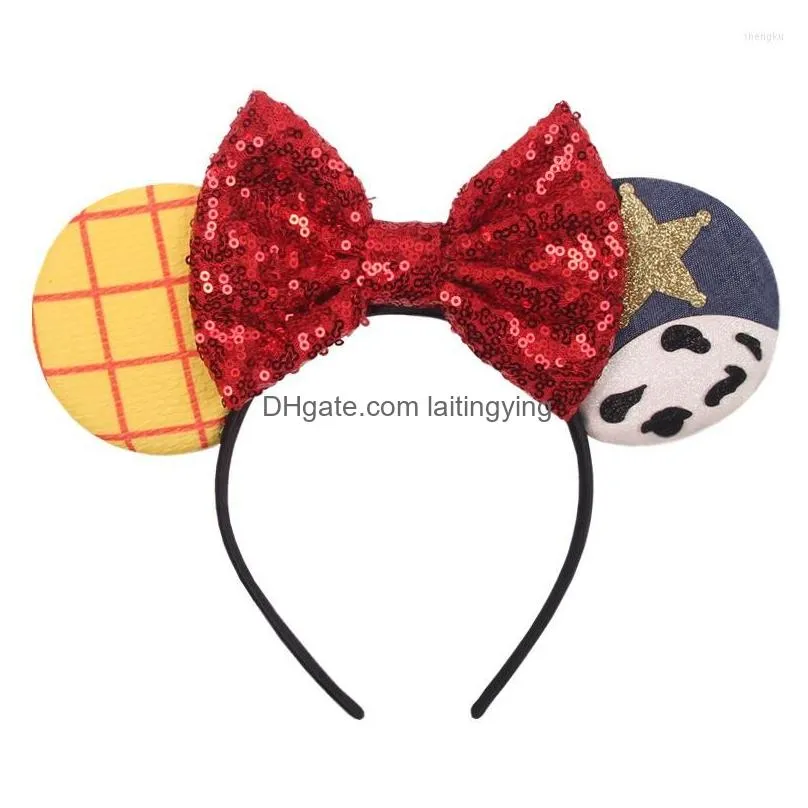 hair accessories mouse ears headband girls 5 sequin bow hairband women diy festival party cosplay adult/kids gift