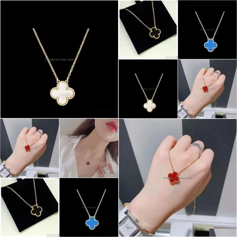 necklaces 2023 van clover necklace fashion flowers fourleaf clover cleef womens luxury designer necklaces jewelry 01