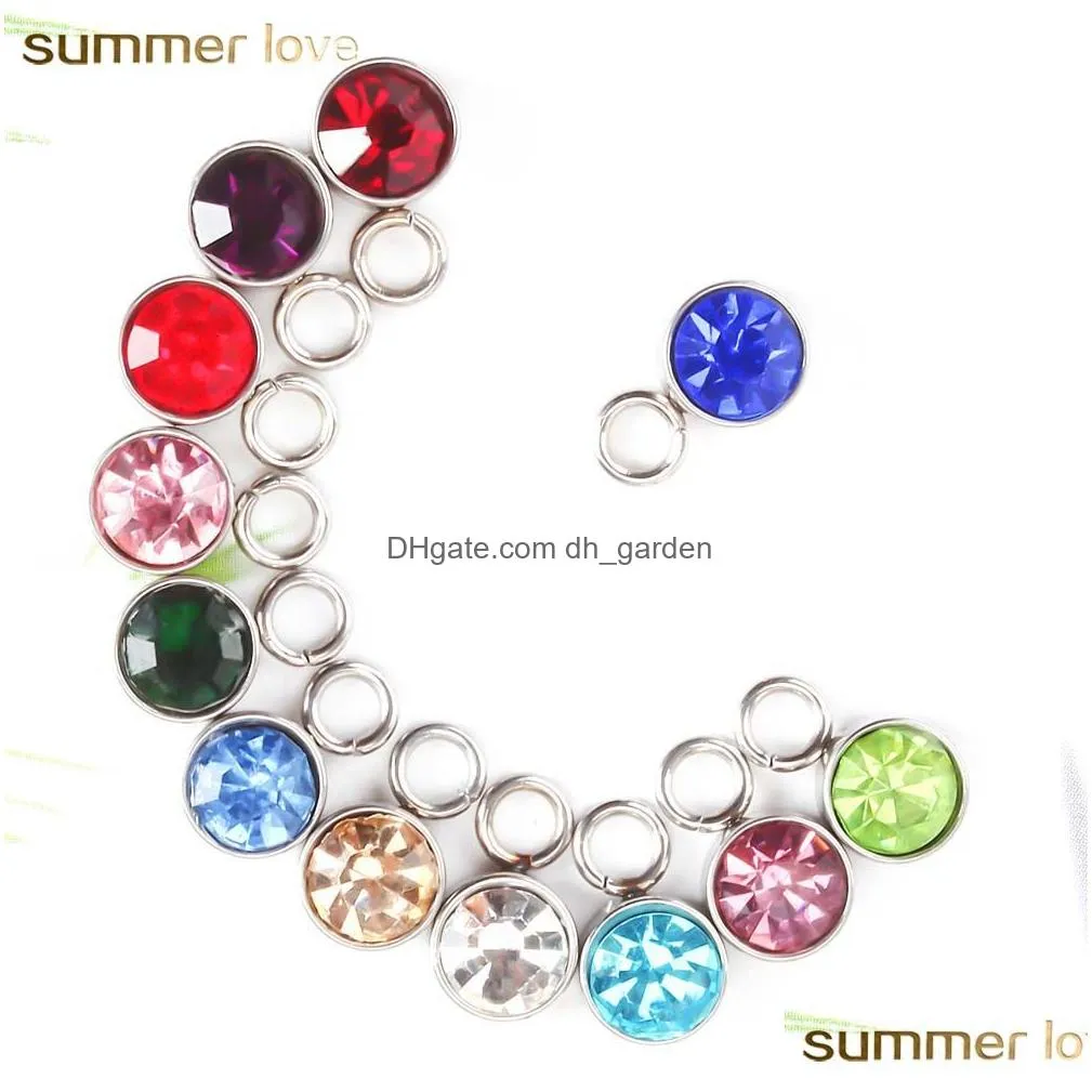 High Quality Stainless Steel Rhinestone Cute Pendant Charm for Bangle& Necklace 12 Constellation Birthstone Diy Jewelry Charm