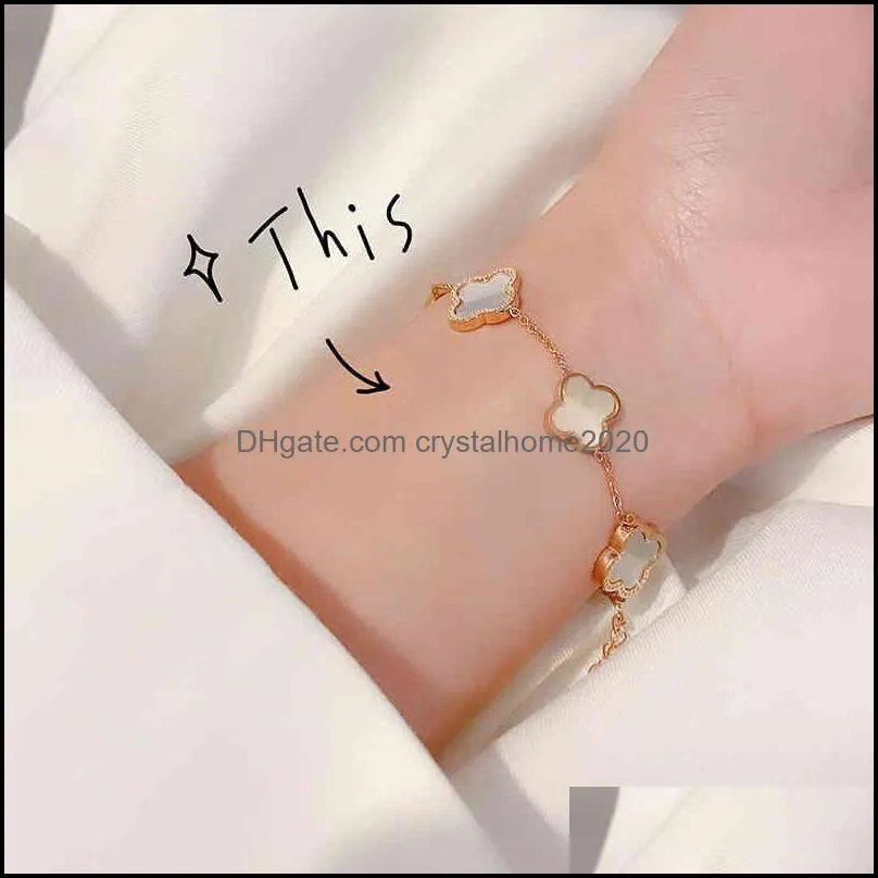 18k gold plated stainls steel jewelry bracelet lucky ladi four leaf clover bracelet