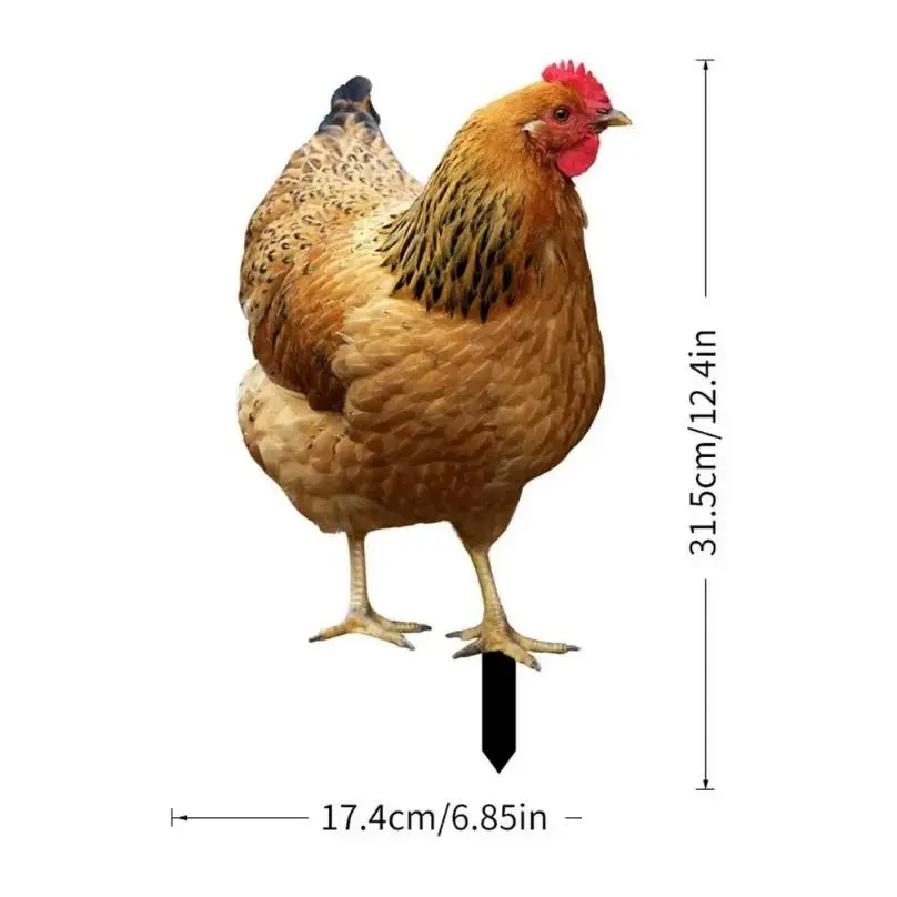 garden decorations outdoor chicken decor 2d acrylic hen statue standing ornament for patio backyard lawn yard and