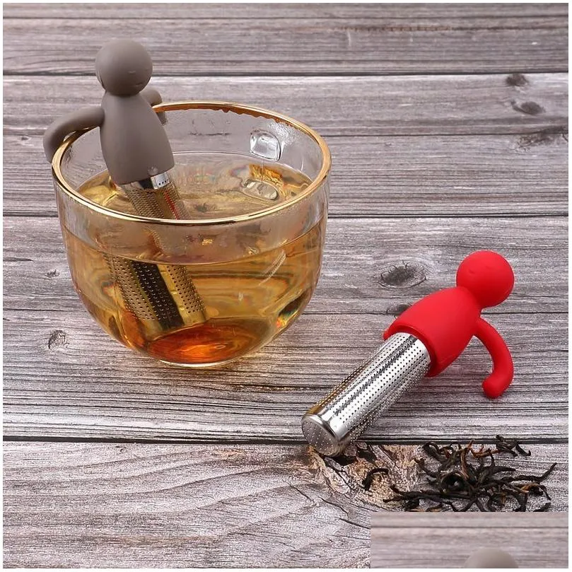 cute tea infuser strainer ball stainless steel extra fine mesh tea steeper filter for cup mug silicone handle 0913