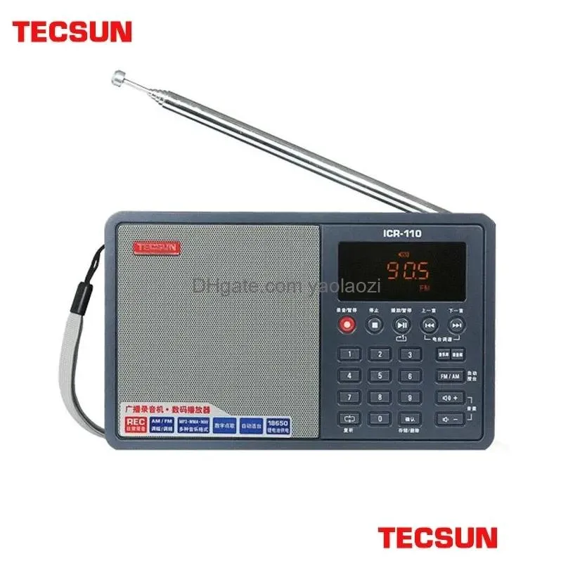 radio tecsun icr110 icr110 am fm radio portable speaker voice recorder wav wmv mp3 tf digital audio player