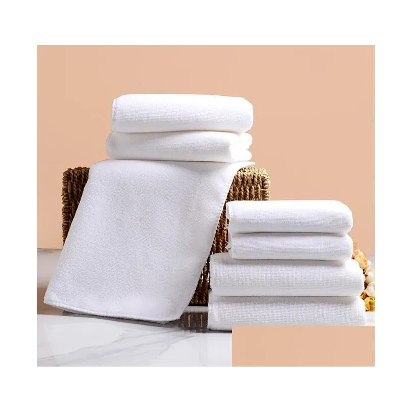 Towel White El Soft Microfiber Fabric Home Cleaning Face Bathroom Hand Hair Bath Drop Delivery Home Garden Home Textiles Dhrqx