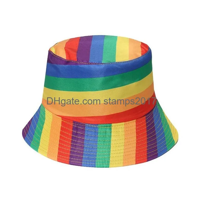 rainbow bucket hat lgbt pride fisherman cap outdoor bench sun protection hat for unisex men women