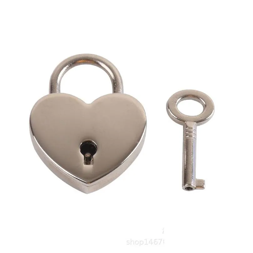 heart shape padlocks vintage old antique style mini padlocks with key lock for travel wedding jewelry box diary book suitcase party