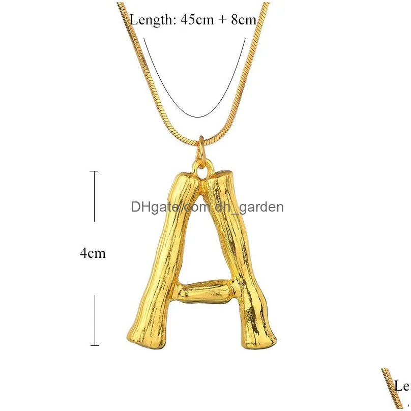 Fashion 26 Inital Letter Name Bamboo Pendants Necklace for Women Gold Color A-Z Alphabet Snake Chain Necklace Jewelry Wholesale