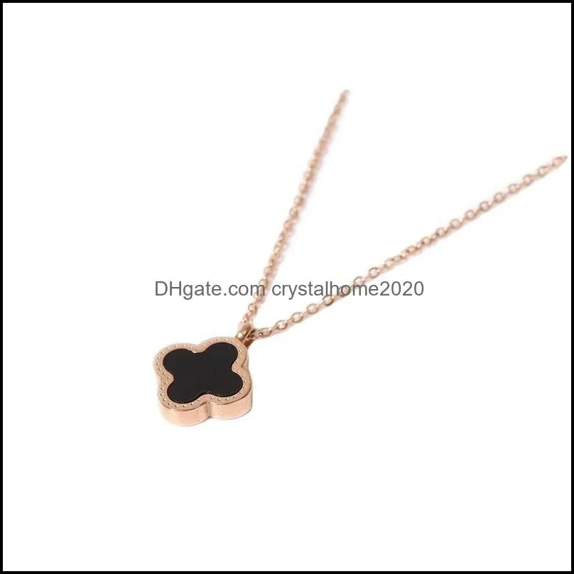 necklace hanchao four leaf clover rose gold womens fashion titanium steel simple clavicle chain