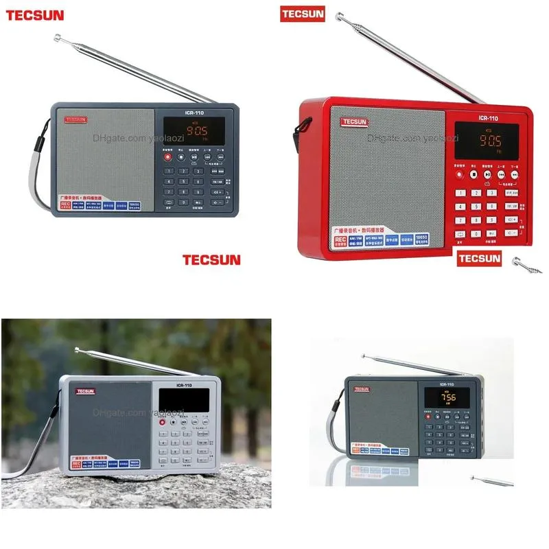 radio tecsun icr110 icr110 am fm radio portable speaker voice recorder wav wmv mp3 tf digital audio player