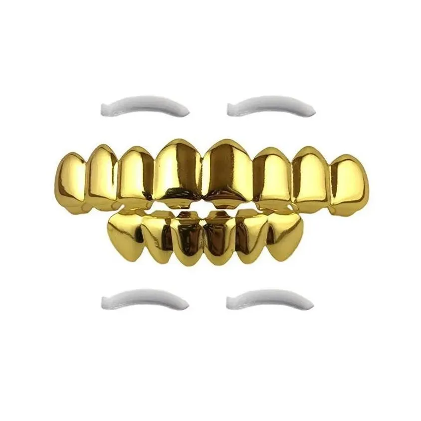 Grillz, Dental Grills Halloween Black Sier Gold Iced Out Cz Mouth Teeth Grillz Caps Top Bottom Grill Set Men Women Vampire Grills Roc Otm6R