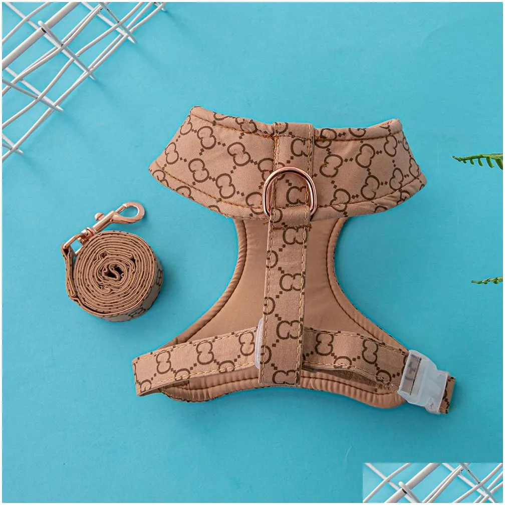 brown letter trendy pet chest and shoulder strap for outdoor dog supplies schnauzer teddy bear leash