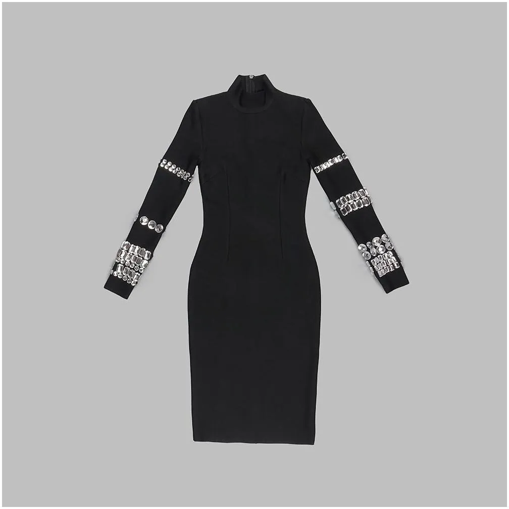 100 2023 runway dress spring autumn dress brand same style empire crew neck long sleeve black womens dress fashion moduofe