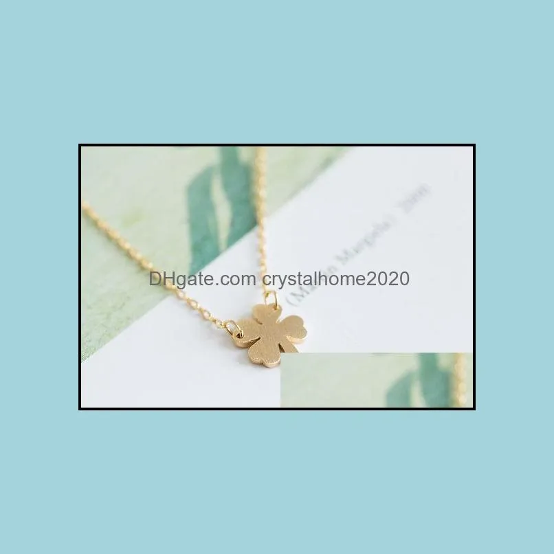 10pcs tiny four leaf clover necklace lucky clover necklaces simple shamrock necklaces for good luck birthday gifts