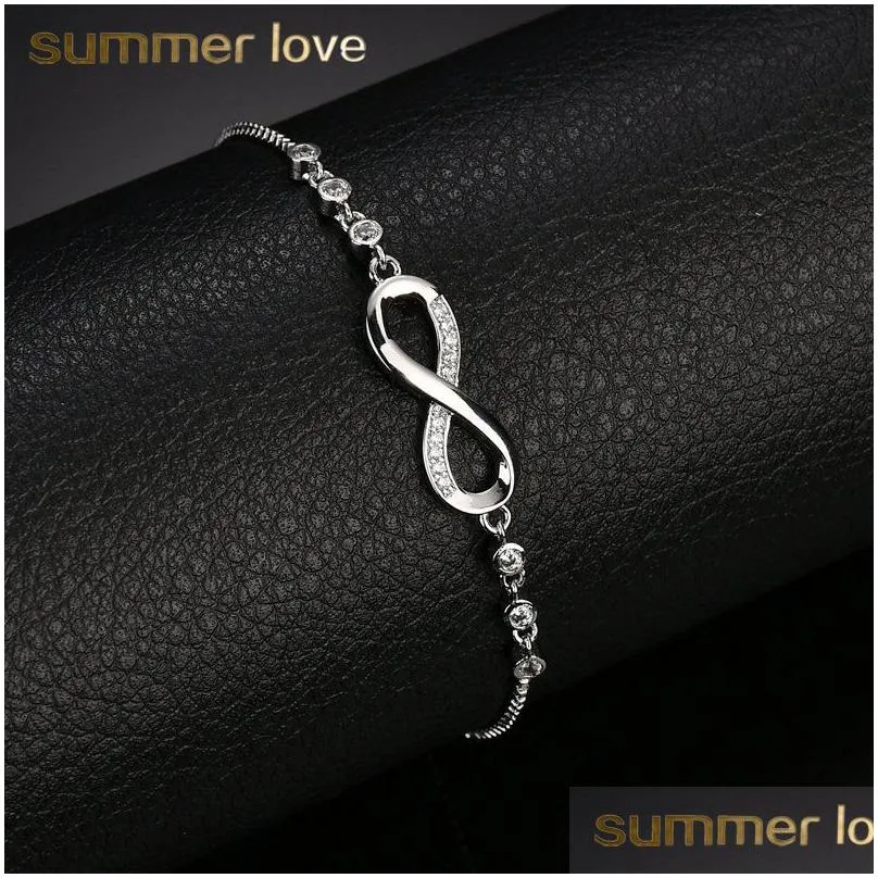 new fashion silver color infinite bracelet bangle delicate simple personalized infinity 8 symbol chain adjustable bracelets girls