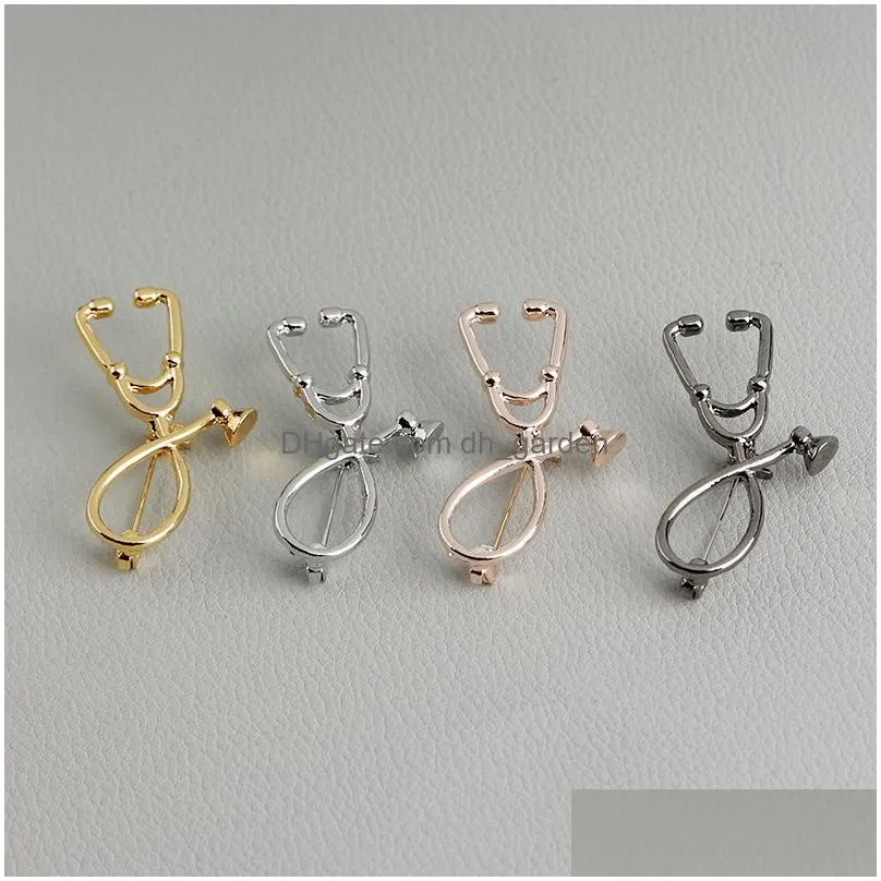 wholesale medical jewelry doctor nurse stethoscope brooch pins plating alloy pins button jackets collar badge doctor graduation gift
