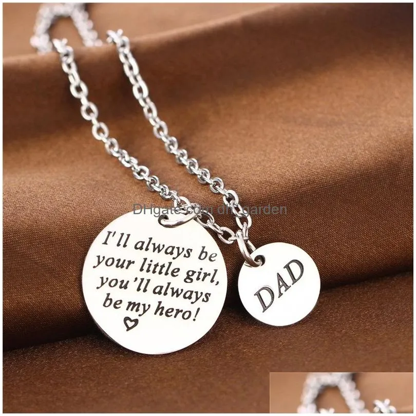Stainless Steel Dad I`ll Always Be Your Little Girl Keyring Necklace for Men Daddy`s Father`s Day Birthday Jewelry Gift