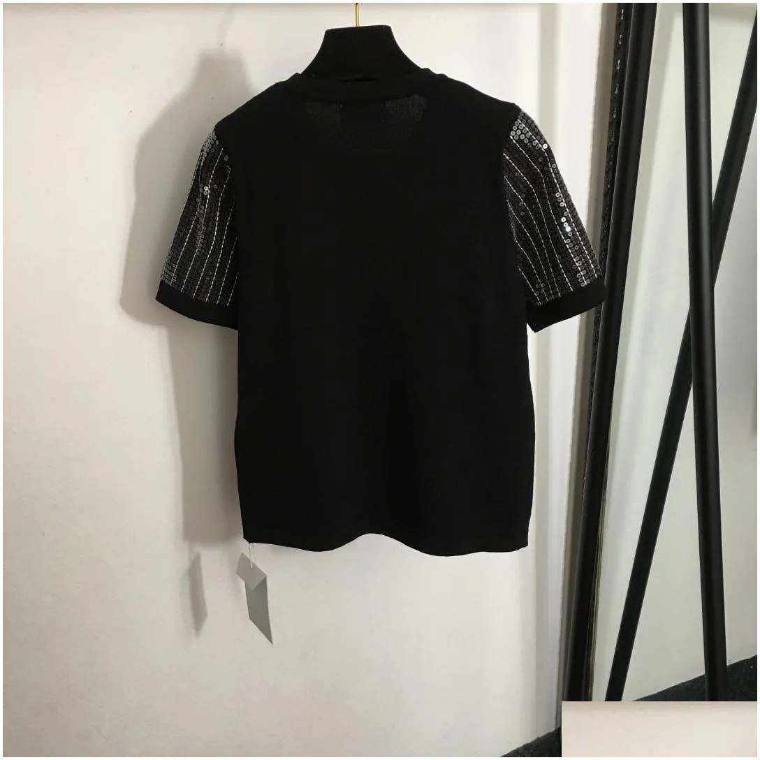 3001 2024 runway spring summer sequins brand same style short sleeve crew neck womens clothes high quality womens 20240997