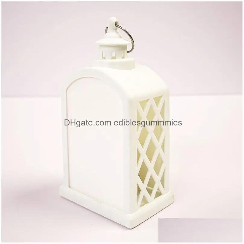 sublimation christmas led lanterns fireplace lamp handheld light double sided for home and outdoor decorations ups