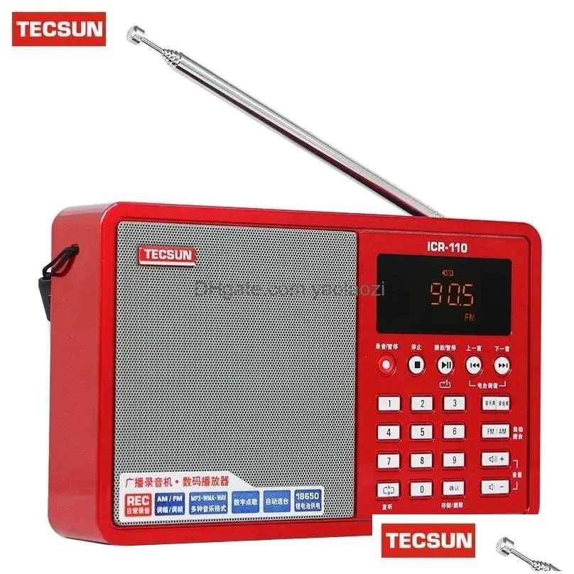 radio tecsun icr110 icr110 am fm radio portable speaker voice recorder wav wmv mp3 tf digital audio player