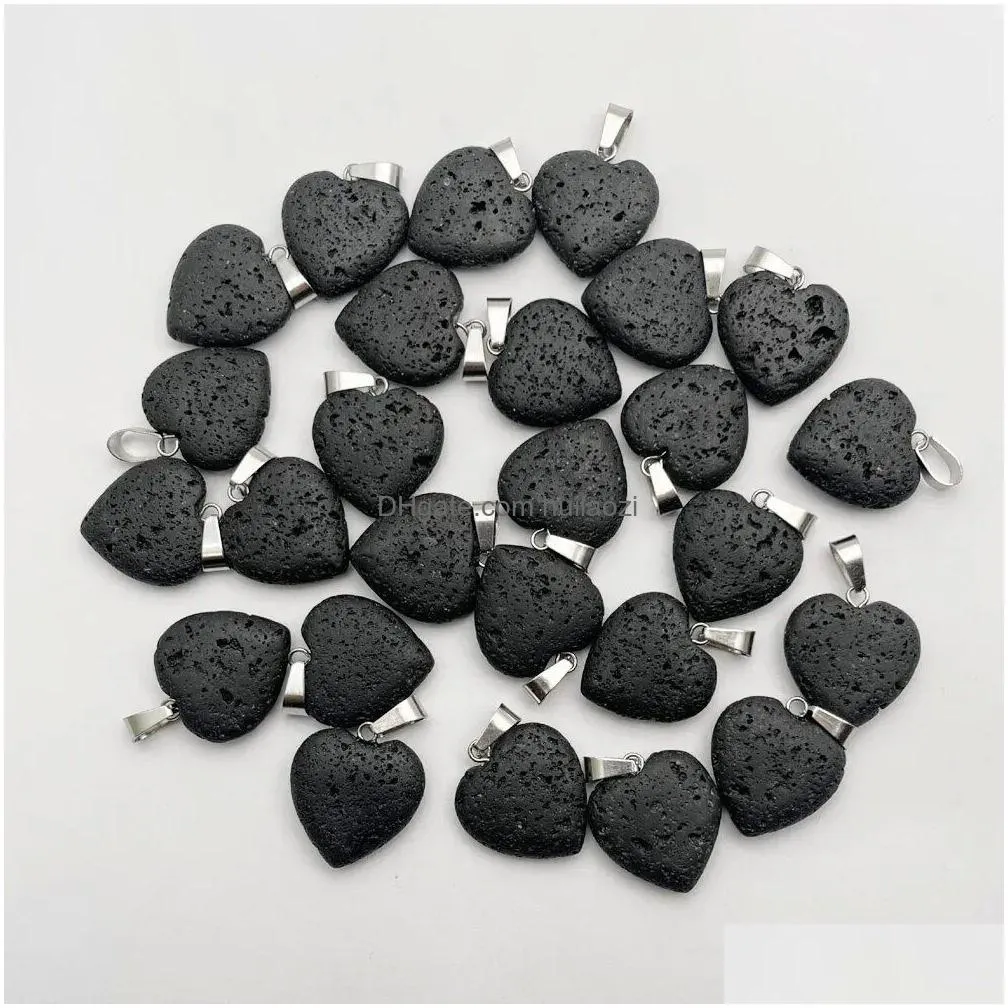 high quality heart star cross lava stone pendant hexagon water drop volcanic rock necklace for making jewelry charm