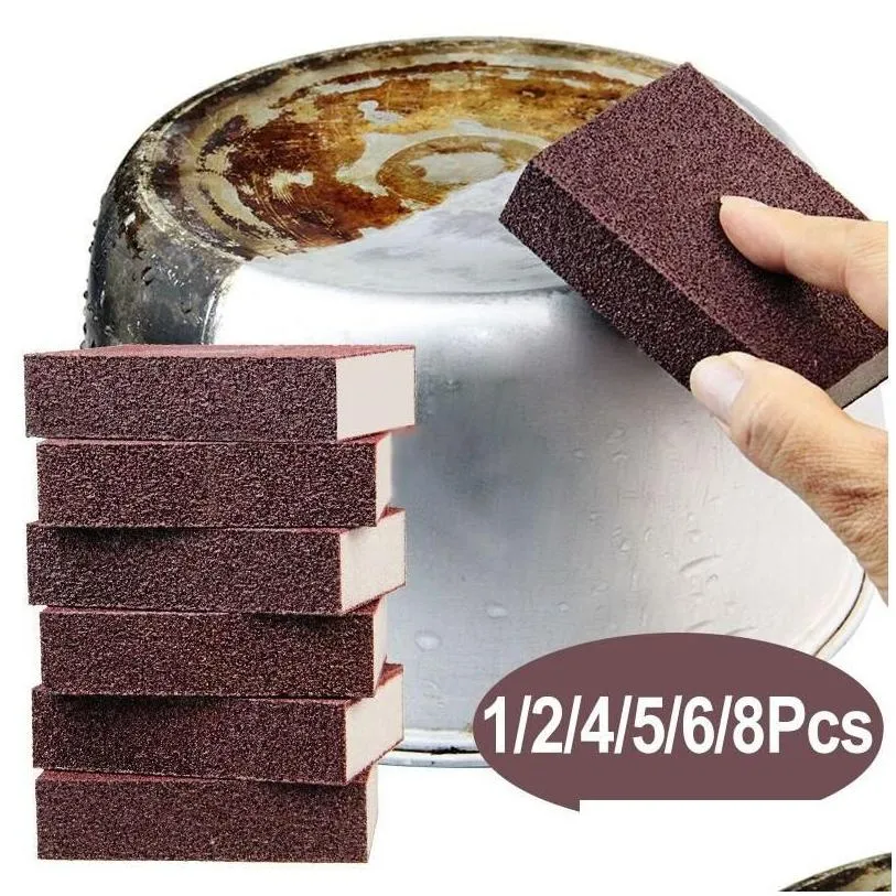 Sponges Scouring Pads 10Pcs Magic Sponge Eraser Carborundum Removing Rust Cleaning Brush Descaling Clean Rub For Cooktop Pot Kitch