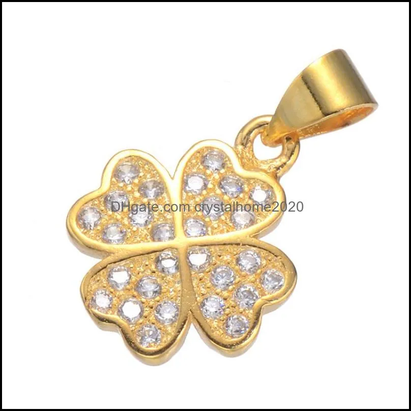 fashion cz micro pave clover charm pendant for necklace jewelry making