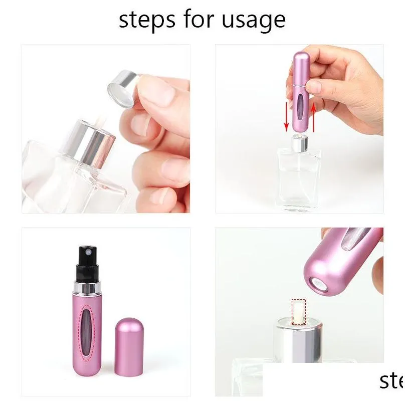 wholesale 5ml refillable perfume spray bottle aluminum spray atomizer portable travel cosmetic container perfumes bottles 12