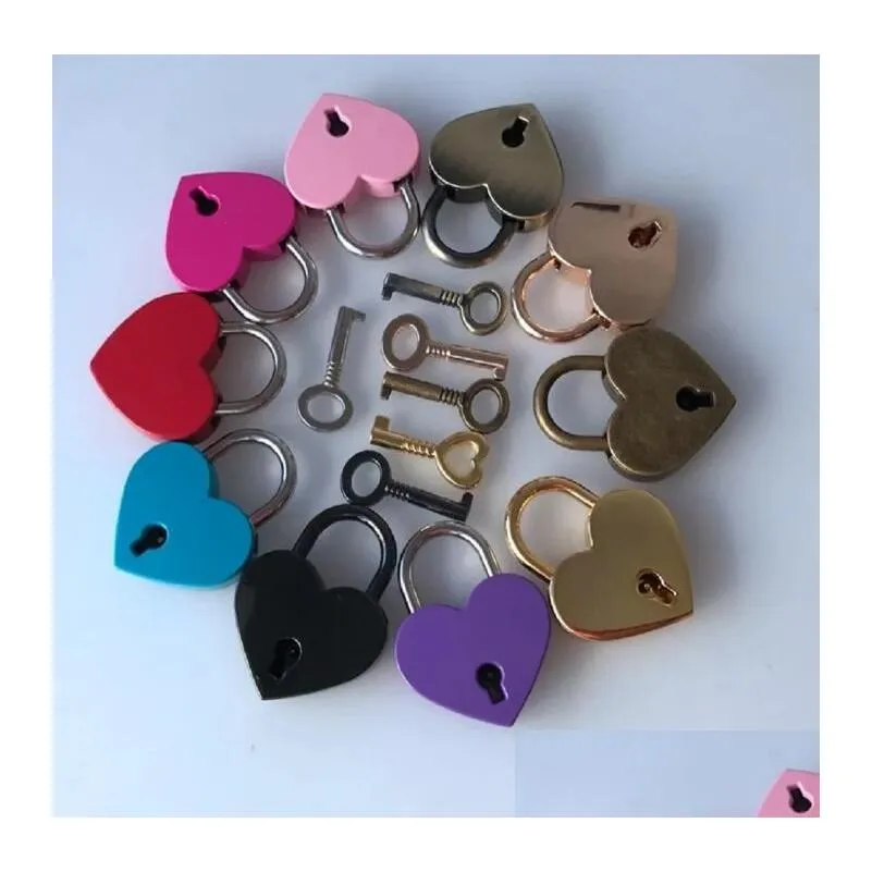 heart shape padlocks vintage old antique style mini padlocks with key lock for travel wedding jewelry box diary book suitcase party