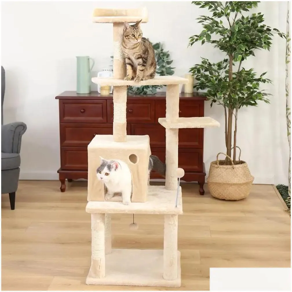 scratchers domestic delivery cat tree luxury cat tower with double condos spacious perch fully wrapped scratching sisal post and