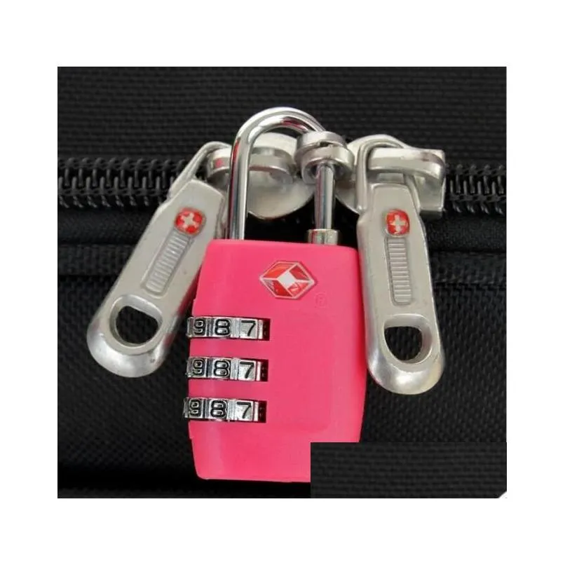 tsa luggage strap locks 3 digit plastic alloy lock password customs handbag padlock combination suitcase travel lock resettable with opp package bag party