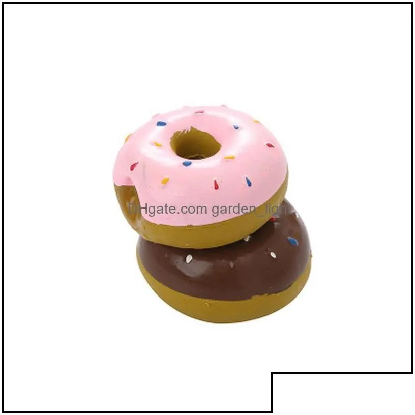 Dog Toys Chews Latex Pet Chew Throw Lovely Puppy Cat Squeaker Quack Sound Donut Play For Dogs Drop Delivery Home Garden Supplies Dhbqo