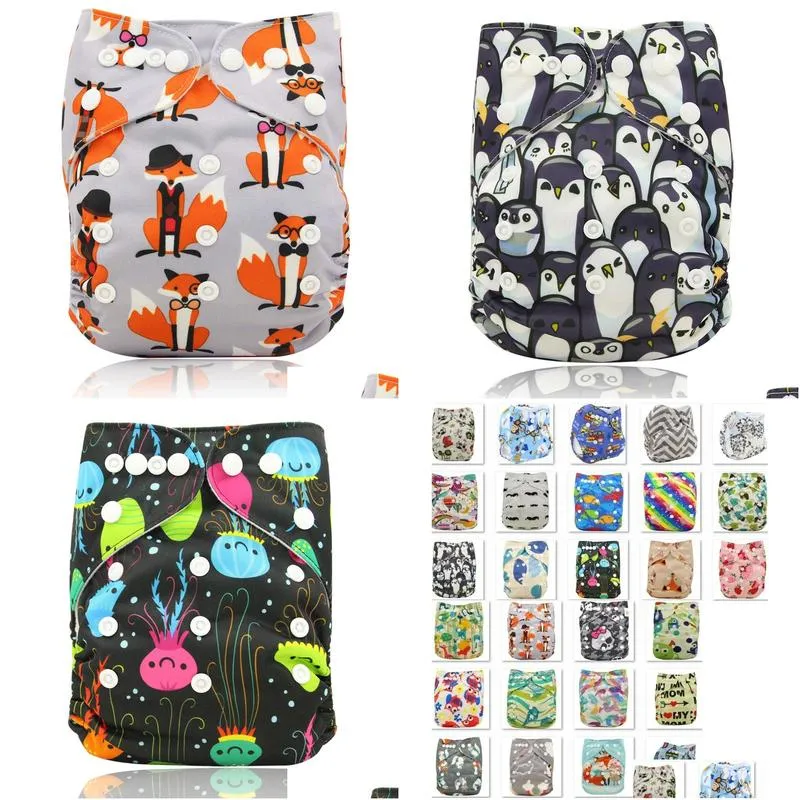 mix order 3 pieces whole baby reusable cloth diapers cover wrap cartoon print born nappy changing size3803191