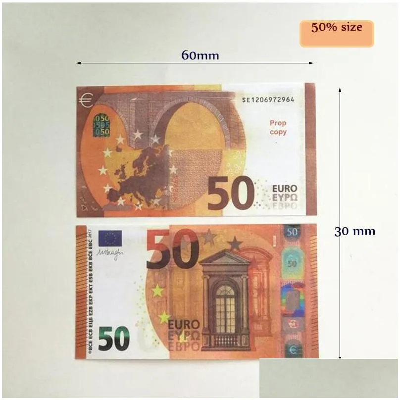 Other Festive & Party Supplies 3 Pack Party Supplies Fake Money Banknote 10 20 50 100 200 Euros Realistic Pound Toy Bar Props Copy Cur Dh4Is