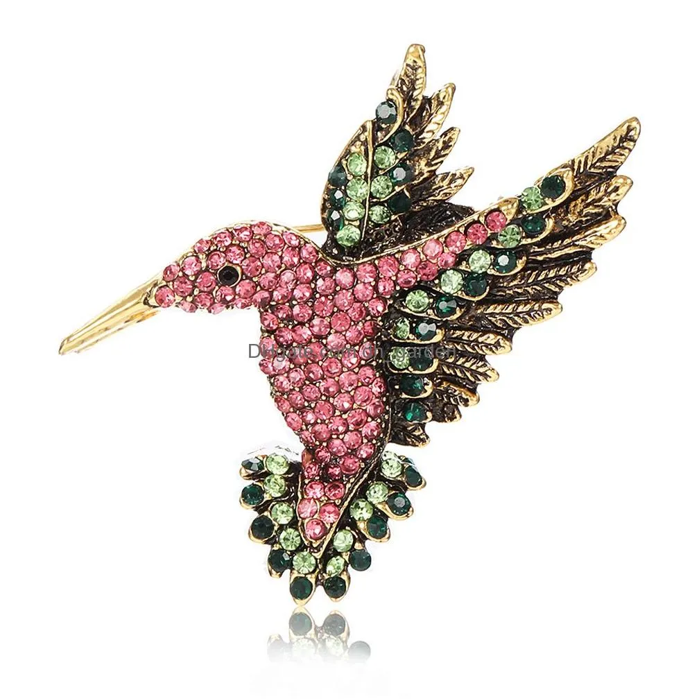 New Arrival Cute Birds Folower Owl Crystal Brooch Gold Alloy Shirt Denim Collar Pin Brooches For Women Badge Backpack Bag Hats