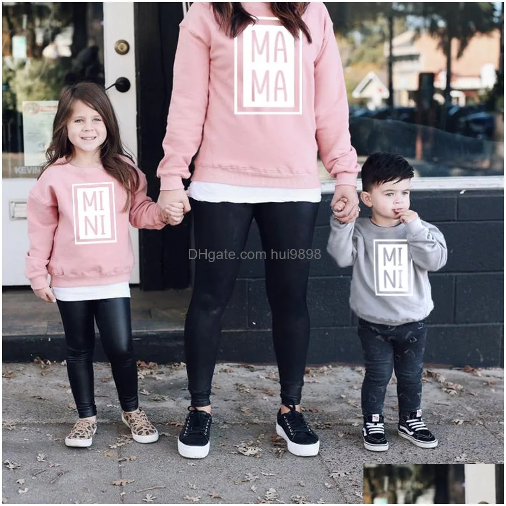 outfits family matching outfits zafille mother kids clothing autumn letter pink mom and daughter clothes casual son hoodies 230826